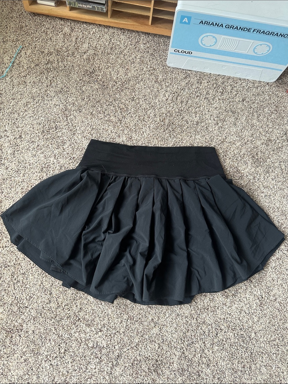 aerie Black Circle Skater Skirt with Wide Waistband